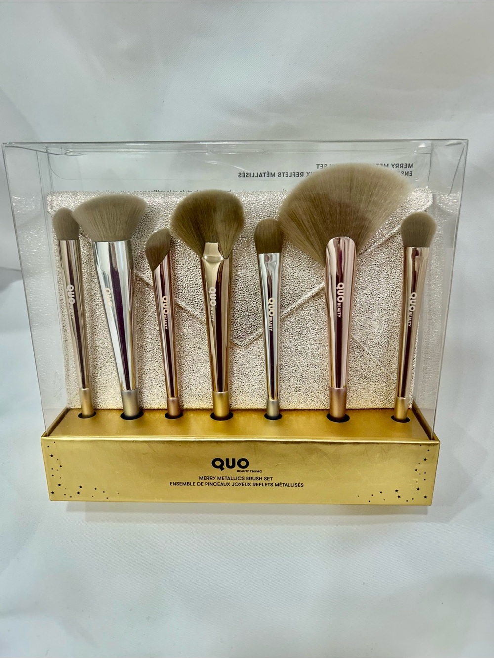 Quo Merry Metallic Rose Gold 8-Piece Makeup Brush Set